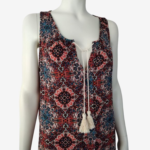 Stoosh Multicolored Lightweight Sleeveless Rayon Split Neck Blouse Size L - Picture 7 of 11